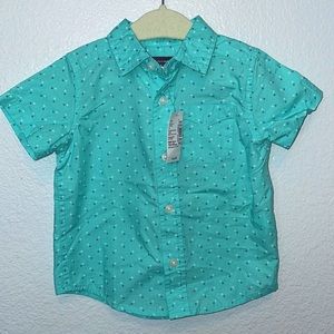 Brand New Children’s Place 12-18 Month Turquoise Button Up Short Sleeve Polo